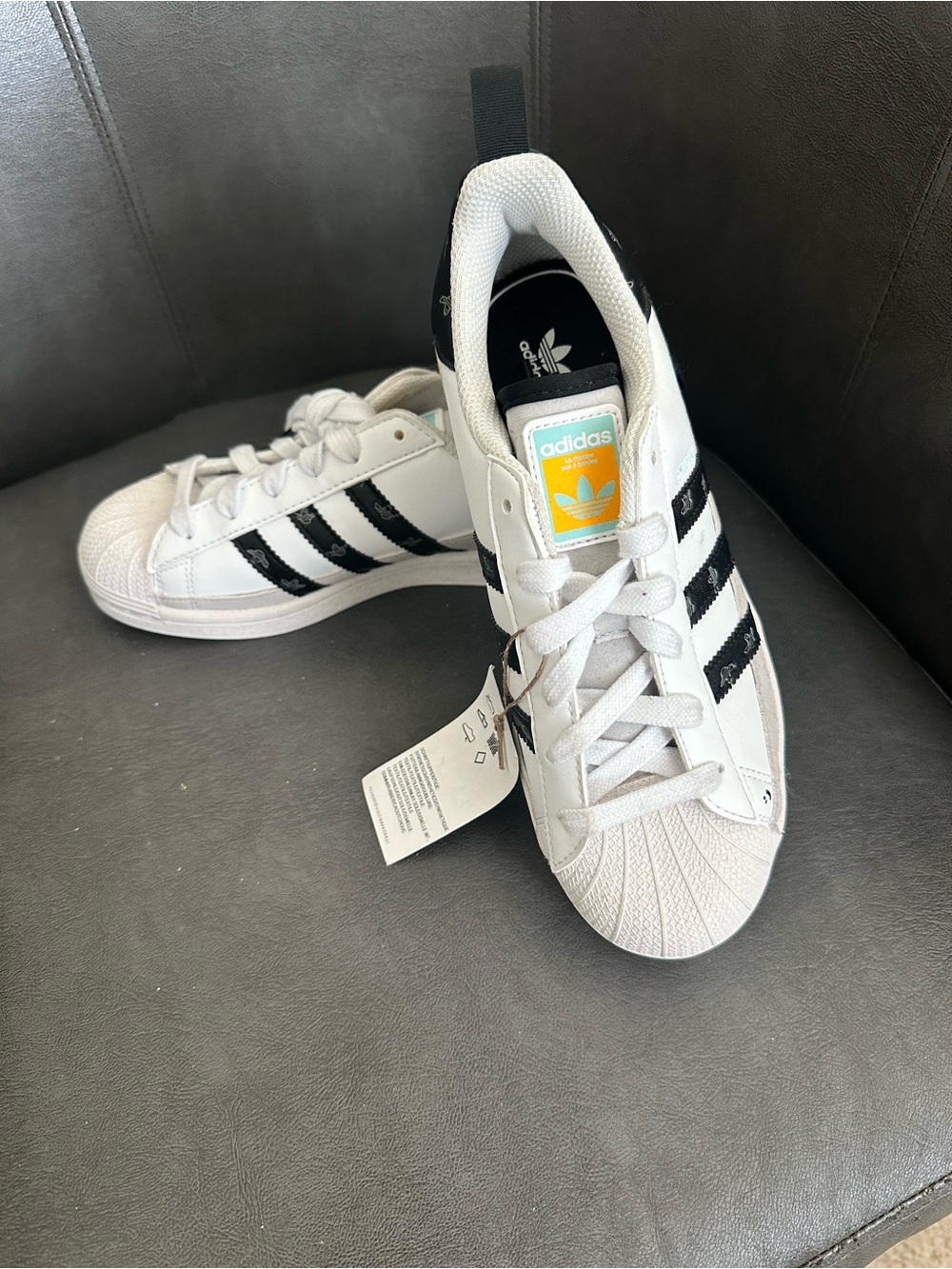 adidas Kids White & Black Classic Shell-Toe Sneakers